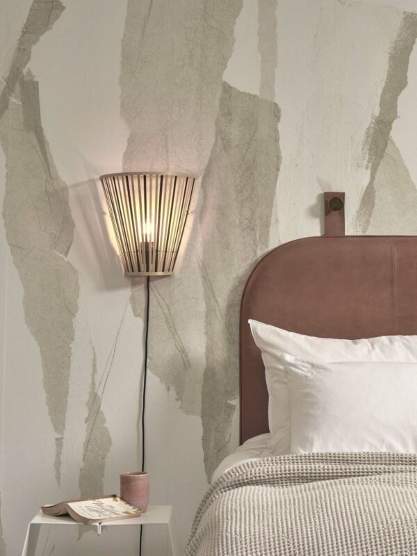 Zwart/naturel bamboe wandlamp halfopen GOOD&MOJO Merapi - Image 5