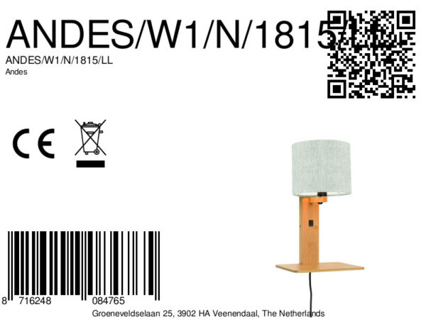 Witgrijze plateau wandlamp naturel GOOD&MOJO Andes - Image 8