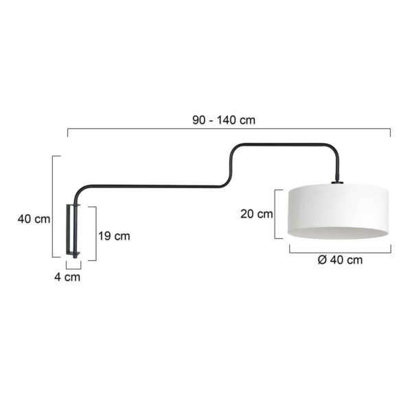Witte zwarte trendy wandlamp metaal Steinhauer Bloeba - Image 6