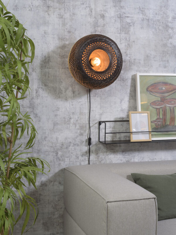 Bamboe zwart naturel bohemian wandlamp GOOD&MOJO Palawan - Image 2