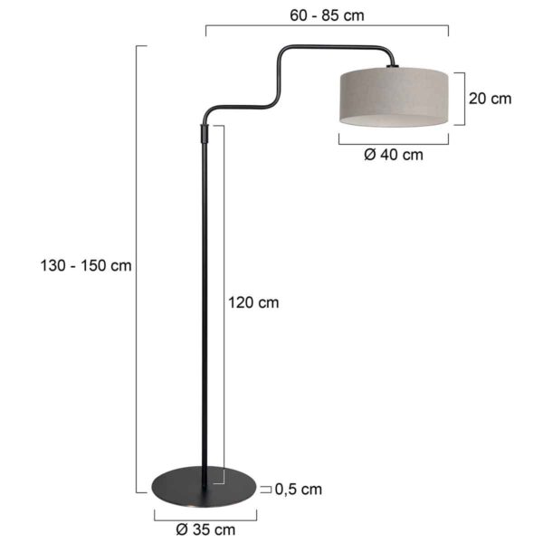 Zwart metalen vloerlamp trendy grijs Steinhauer Bloeba - Image 6