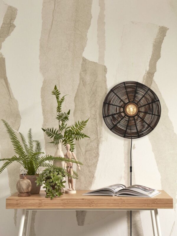 Rotan zwart boheemse wandlamp rond GOOD&MOJO Tanami - Image 5