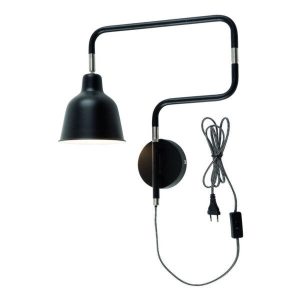 Kronkelige zwarte wandlamp verstelbaar It's About RoMi London