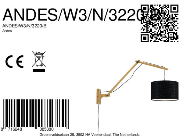 Zwarte wandlamp dubbelgewricht naturel GOOD&MOJO Andes - Image 7