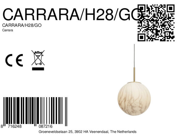 Goudkleurige hanglamp dessinbol groot It's About RoMi Carrara - Image 11