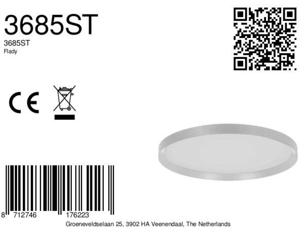 Ronde staalkleurige plafondlamp Steinhauer Flady - Image 10