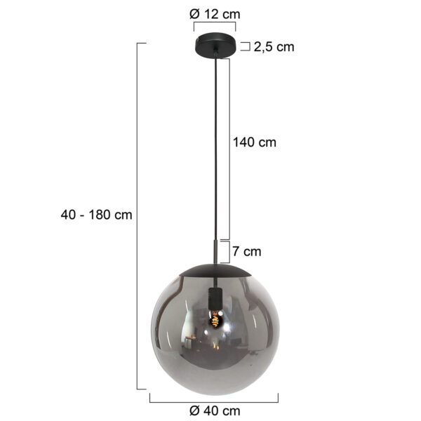 Glazen bollamp XL rookglas Steinhauer Bollique - Image 6
