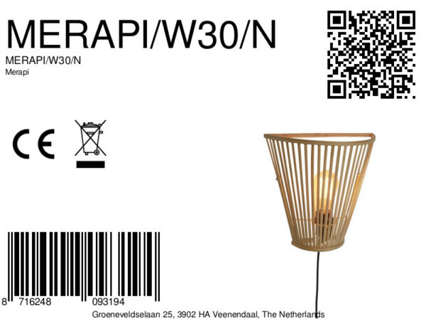 Wandlamp halfopen naturel bamboe GOOD&MOJO Merapi - Image 9