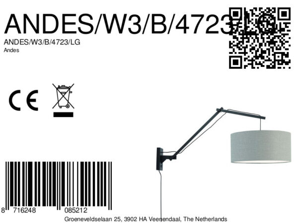 Lichtgrijze wandlamp dubbelgewricht breed GOOD&MOJO Andes - Image 7