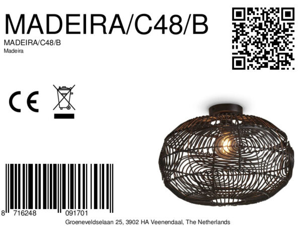 Zwarte bolvormige rotan plafondlamp GOOD&MOJO Madeira - Image 8