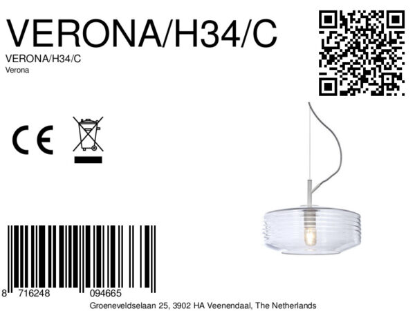 Transparante klassieke hanglamp glas It's About RoMi Verona - Image 13