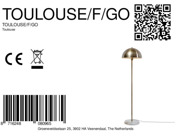 Vintage gouden metalen vloerlamp It's About RoMi Toulouse - Image 9
