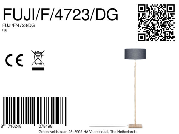 Grijze Scandinavische linnen bamboe vloerlamp GOOD&MOJO Fuji - Image 6