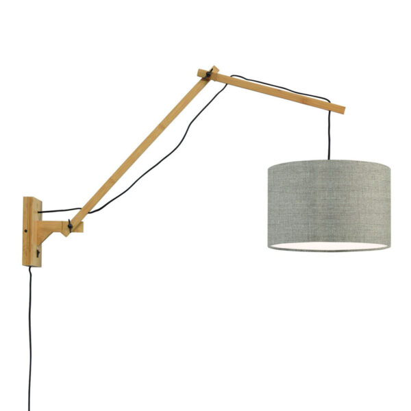 Loodgrijze wandlamp dubbelgewricht naturel GOOD&MOJO Andes