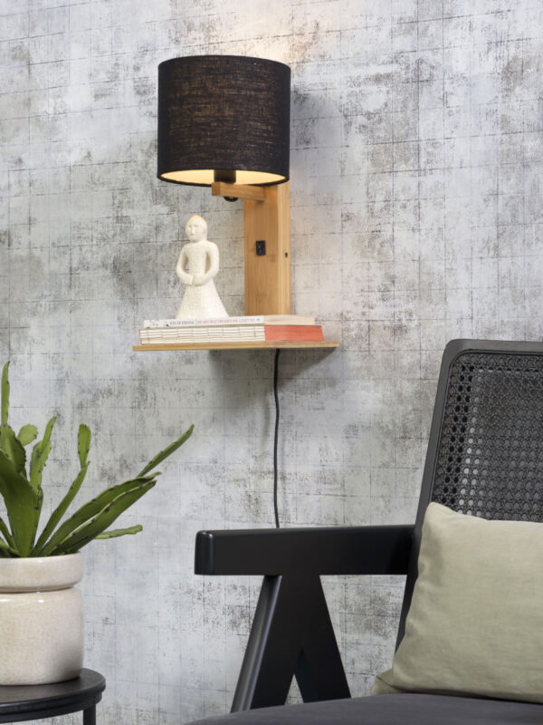 Zwarte plateau wandlamp naturel GOOD&MOJO Andes - Image 2