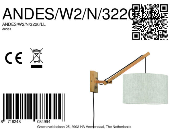 Witgrijze wandlamp enkelgewricht naturel GOOD&MOJO Andes - Image 6