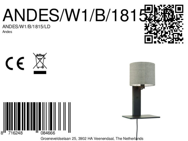 Loodgrijze plateau wandlamp GOOD&MOJO Andes - Image 8