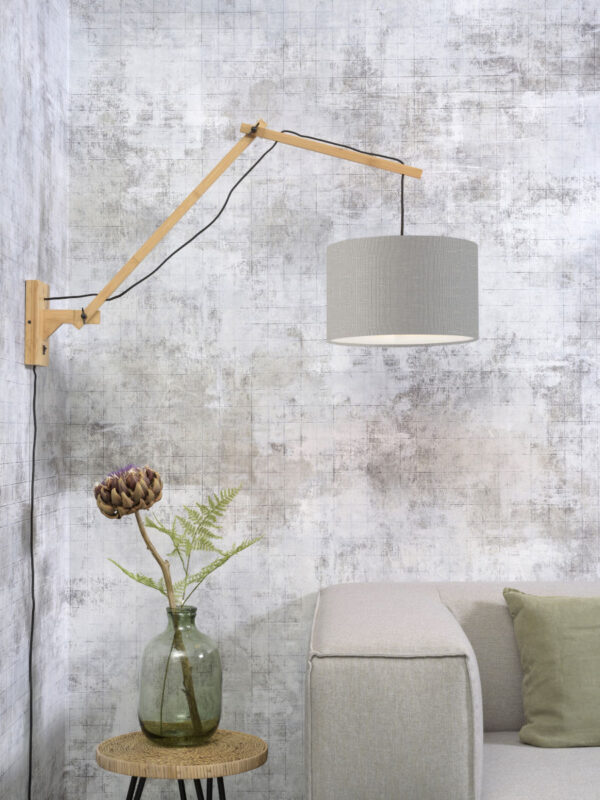 Lichtgrijze wandlamp dubbelgewricht naturel GOOD&MOJO Andes - Image 5