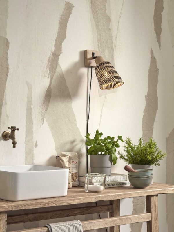Bohemian bamboe zwart naturel wandlamp GOOD&MOJO Java - Image 5