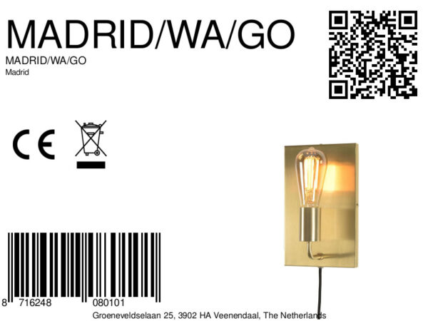 Rechthoekige minimalistische wandlamp goud It's About RoMi Madrid - Image 10