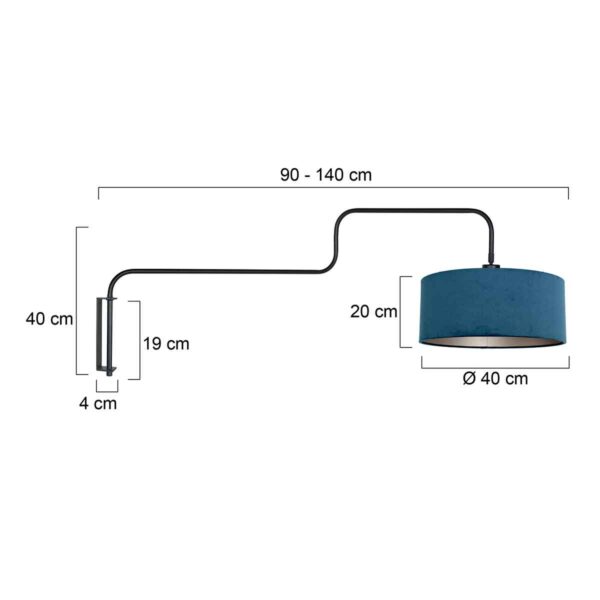 Metalen trendy blauwe zwarte wandlamp Steinhauer Bloeba - Image 6