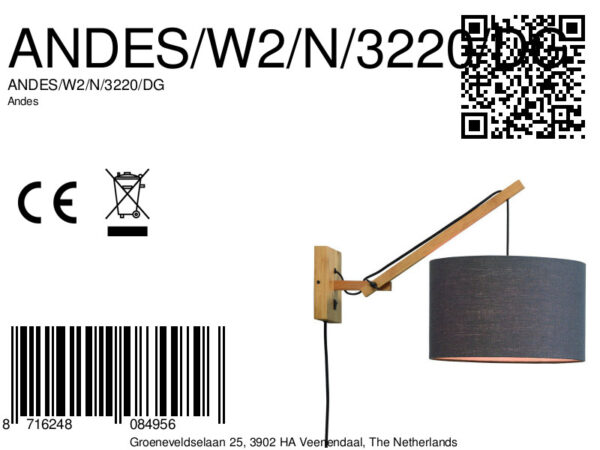 Donkergrijze wandlamp enkelgewricht naturel GOOD&MOJO Andes - Image 6