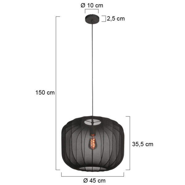 Japandi hanglamp zwart verfijnd textiel Anne Lighting Sable - Ø45 cm - Image 7