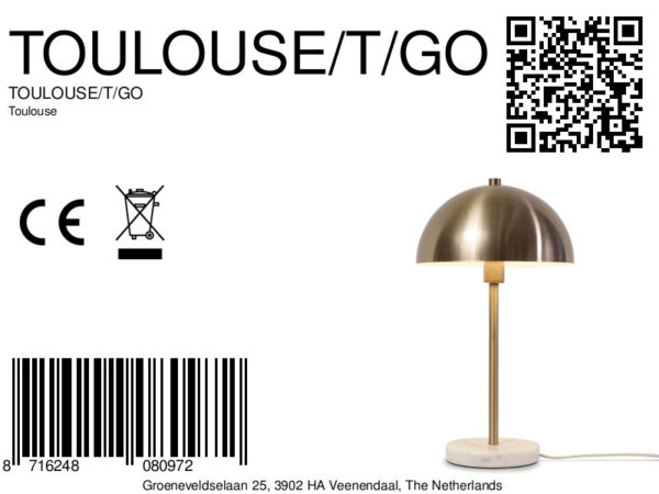 Gouden vintage tafellamp metaal It's About RoMi Toulouse - Image 11