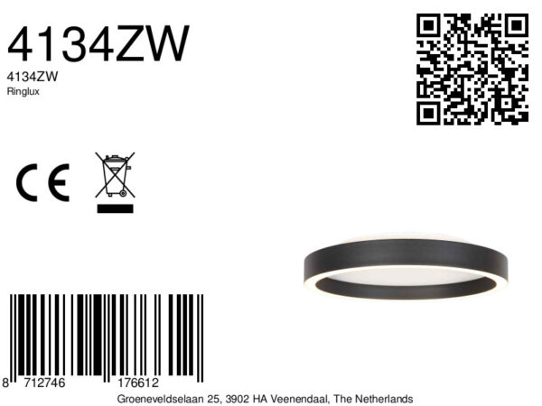 Metalen plafonnière zwart modern Steinhauer Ringlux - Image 15