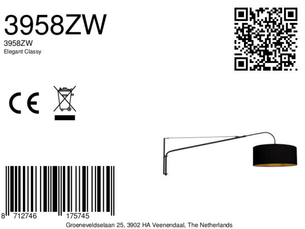 Zwarte wandlamp met lange boog Steinhauer Elegant classy - Image 16