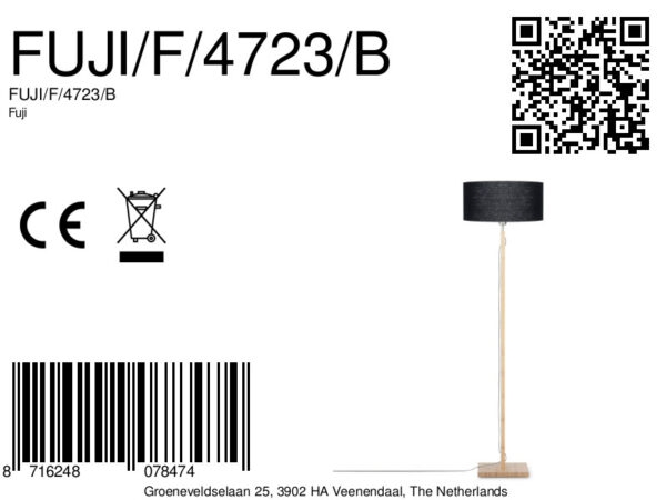 Bamboe zwart linnen Scandinavische vloerlamp GOOD&MOJO Fuji - Image 4