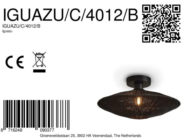 Zwarte rieten metalen plafonnière boheems GOOD&MOJO Iguazu - Image 8