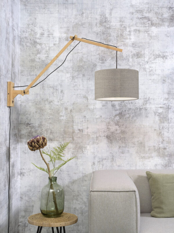 Loodgrijze wandlamp dubbelgewricht naturel GOOD&MOJO Andes - Image 5