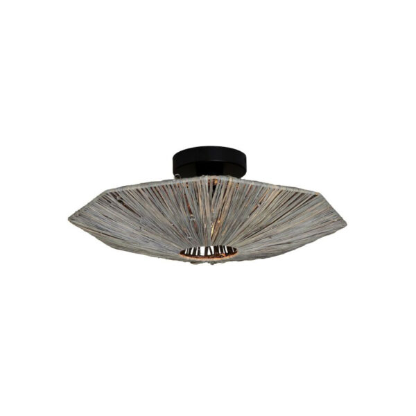 Grijze raffia plafondlamp achthoek GOOD&MOJO Panama