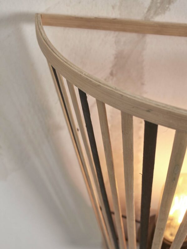 Zwart/naturel bamboe wandlamp halfopen GOOD&MOJO Merapi - Image 3
