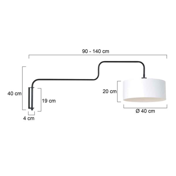 Witte stoffen trendy metalen wandlamp Steinhauer Bloeba - Image 6