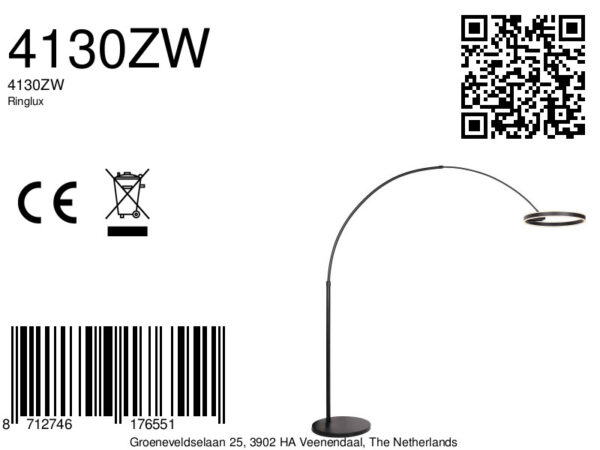 Zwarte moderne metalen vloerlamp Steinhauer Ringlux - Image 19