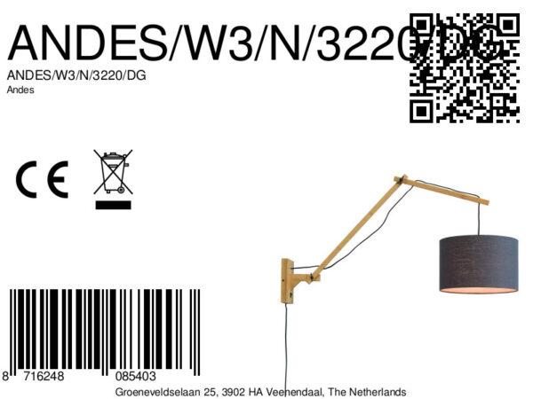 Donkergrijze wandlamp dubbelgewricht naturel GOOD&MOJO Andes - Image 7
