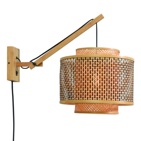 Wandlamp naturel bamboe dubbelkap GOOD&MOJO Bhutan