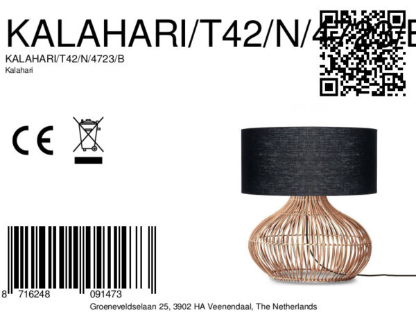 Rotan/linnen tafellamp zwart L GOOD&MOJO Kalahari - Image 8