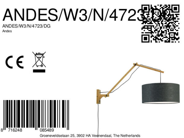 Donkergrijze wandlamp dubbelgewricht breed GOOD&MOJO Andes - Image 7