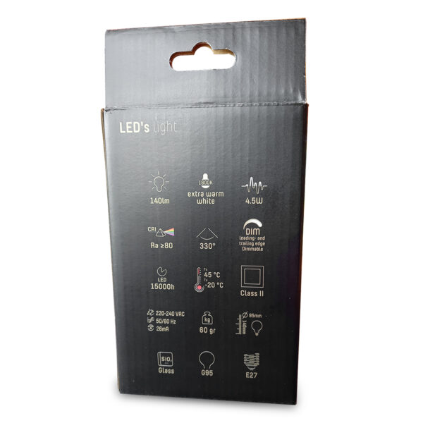 Dimbare balvormige lichtbron met rookglas E27 Mexlite - Image 3