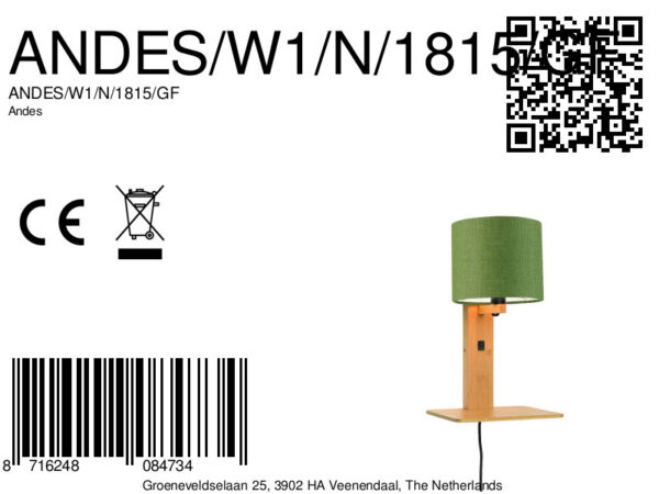 Groene plateau wandlamp naturel GOOD&MOJO Andes - Image 8