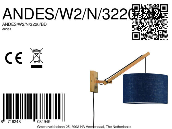Blauwe wandlamp enkelgewricht naturel GOOD&MOJO Andes - Image 6