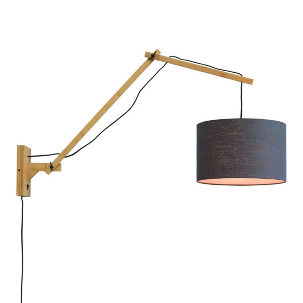 Donkergrijze wandlamp dubbelgewricht naturel GOOD&MOJO Andes