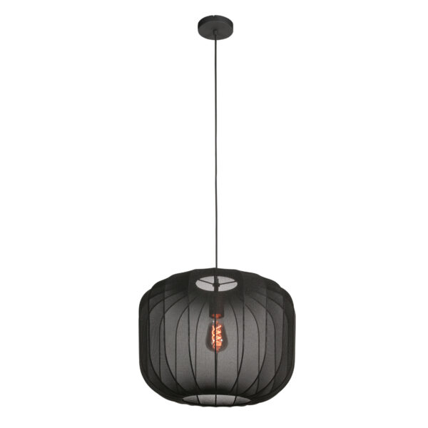 Japandi hanglamp zwart verfijnd textiel Anne Lighting Sable - Ø45 cm - Image 2