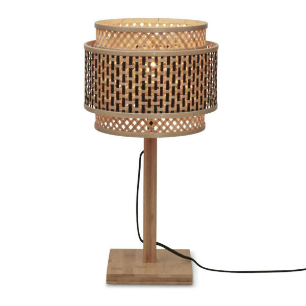 Ronde tafellamp naturel zwart bohemien GOOD&MOJO Bhutan