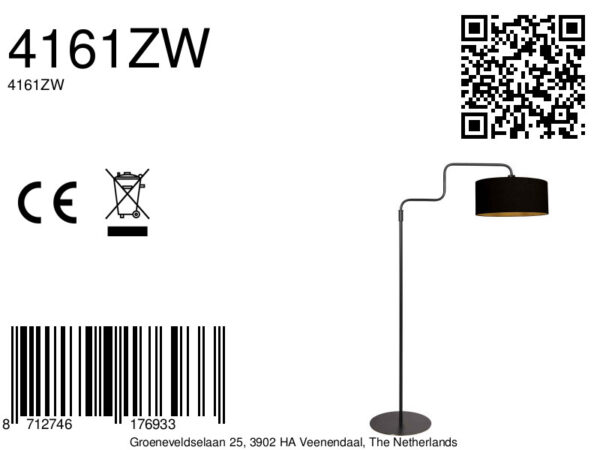 Verstelbare zwarte vloerlamp met stoffen kap Steinhauer Bloeba - Image 16