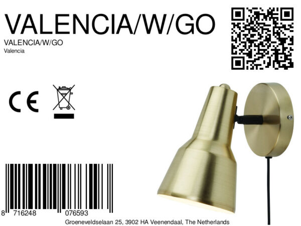 Metalen retro wandlamp goud It's About RoMi Valencia - Image 7