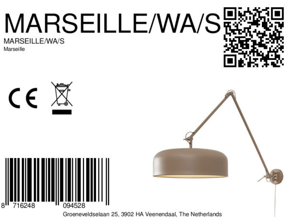 Grijze retro wandlamp metaal It's About RoMi Marseille - Image 10
